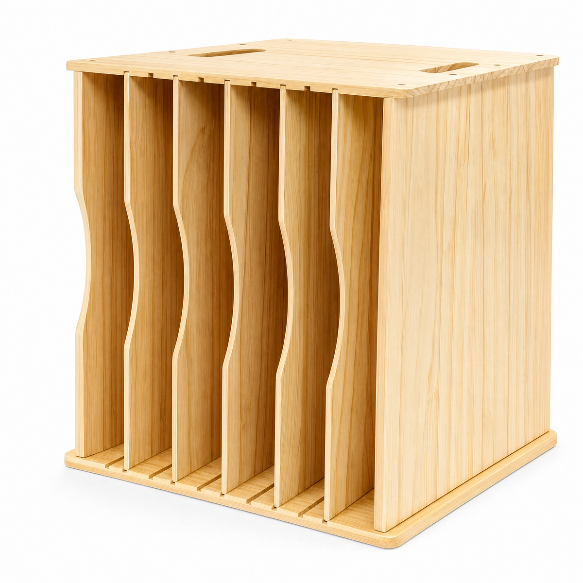 6-Tier Wooden Baking Sheet & Cutting Board Organizer, Kitchen Cabinet Tray Divider Rack, Countertop Storage, 15.7" x 16.5" x 12.6"
