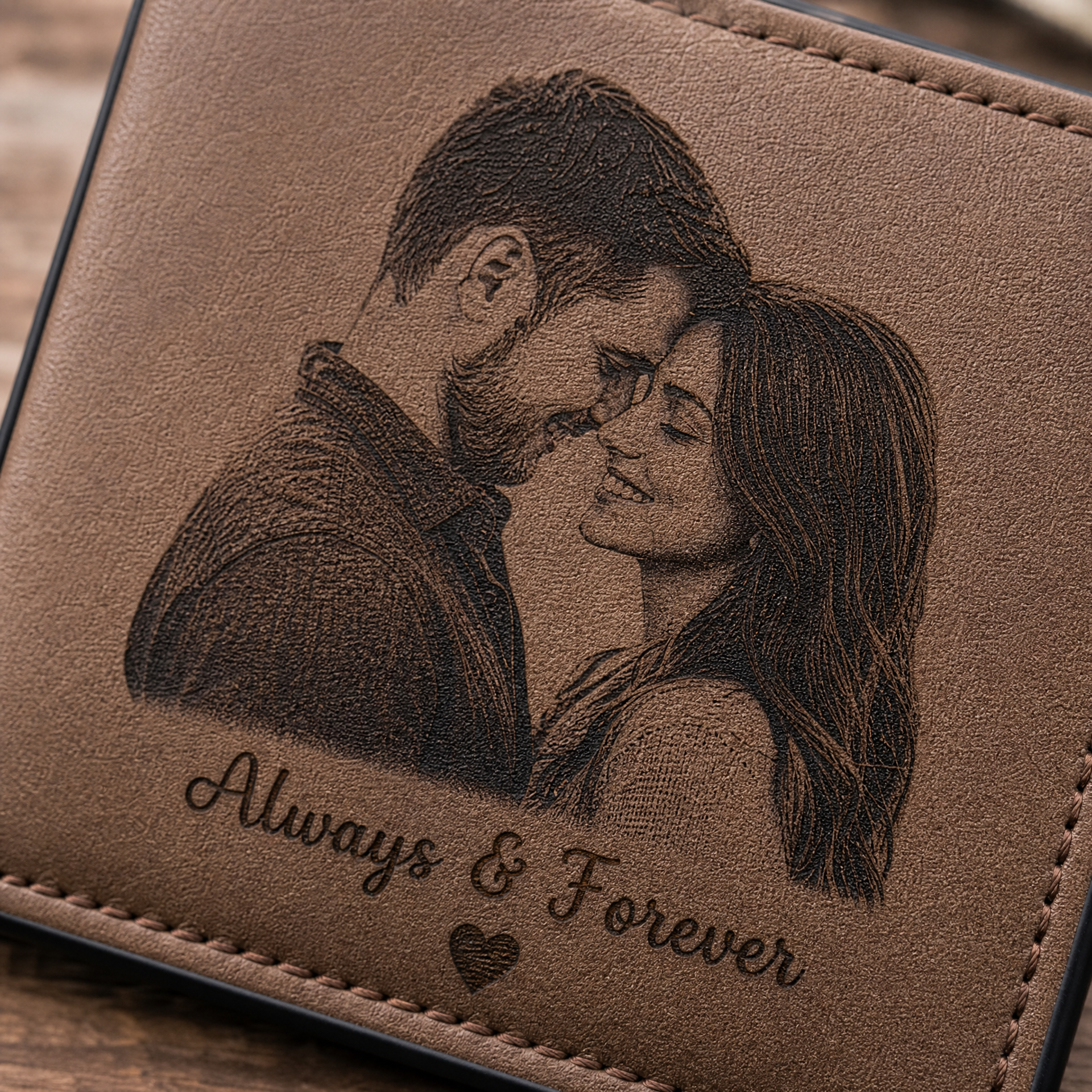 Custom Photo Wallet | Personalized Laser Engraved Faux Leather Him Her Gift