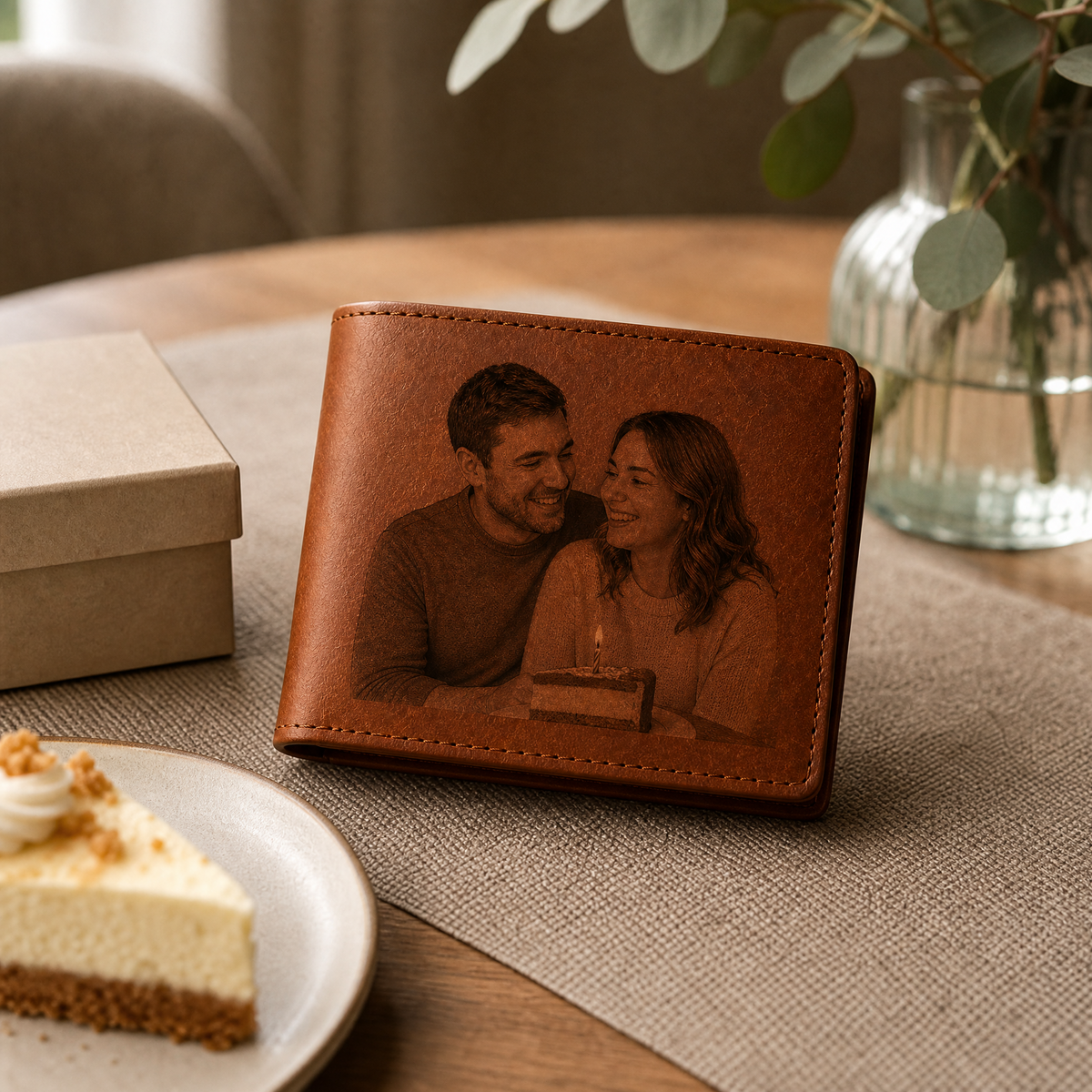 Custom Photo Wallet | Personalized Laser Engraved Faux Leather Him Her Gift