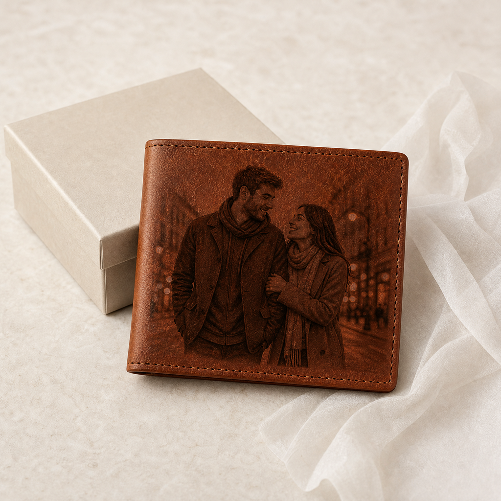 Custom Photo Wallet | Personalized Laser Engraved Faux Leather Him Her Gift