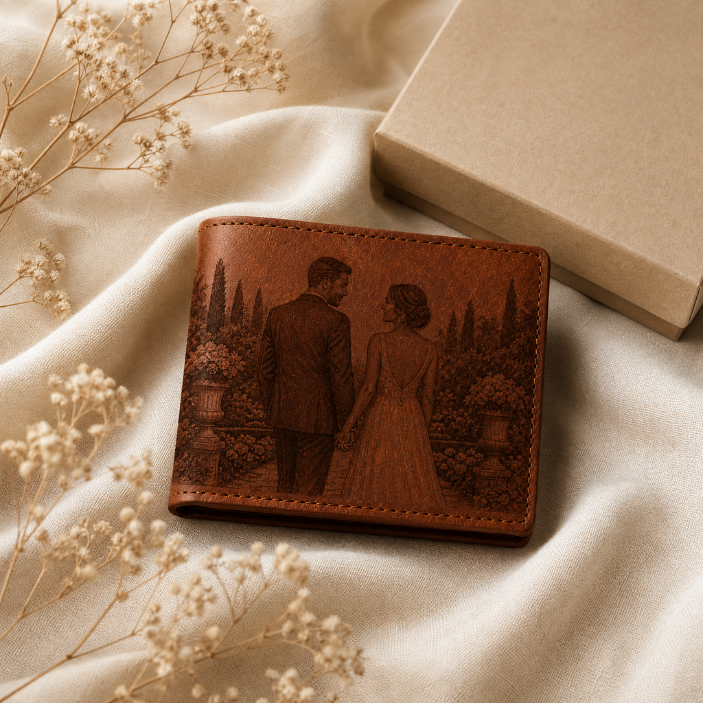 Custom Photo Wallet | Personalized Laser Engraved Faux Leather Him Her Gift