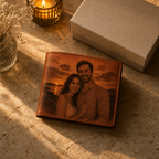 Personalized Laser Custom Photo Wallet | Engraved Faux Leather Him Her Gift