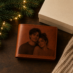 Personalized Laser Custom Photo Wallet | Engraved Faux Leather Him Her Gift