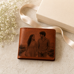 Personalized Laser Custom Photo Wallet | Engraved Faux Leather Him Her Gift