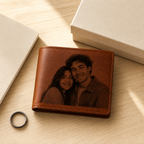Personalized Laser Custom Photo Wallet | Engraved Faux Leather Him Her Gift