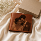 Personalized Laser Custom Photo Wallet | Engraved Faux Leather Him Her Gift
