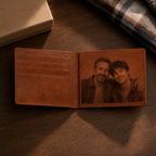 Personalized Laser Custom Photo Wallet | Engraved Faux Leather Him Her Gift