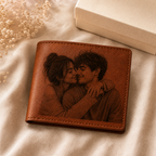 Personalized Laser Custom Photo Wallet | Engraved Faux Leather Him Her Gift