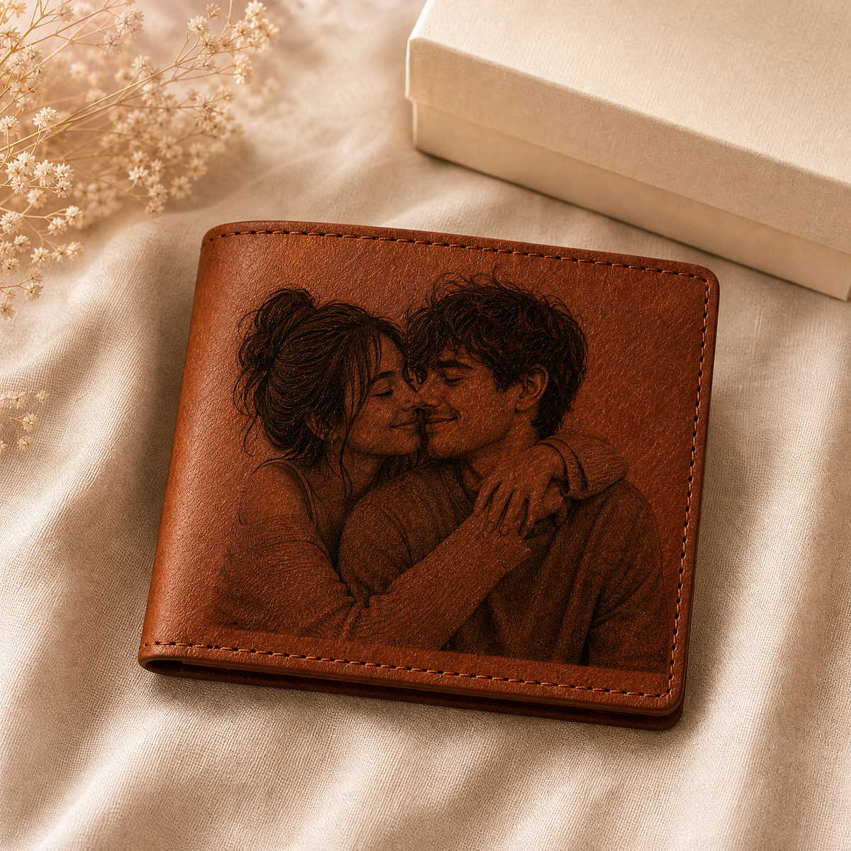 Personalized Laser Custom Photo Wallet | Engraved Faux Leather Him Her Gift
