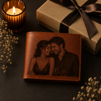 Personalized Laser Custom Photo Wallet | Engraved Faux Leather Him Her Gift