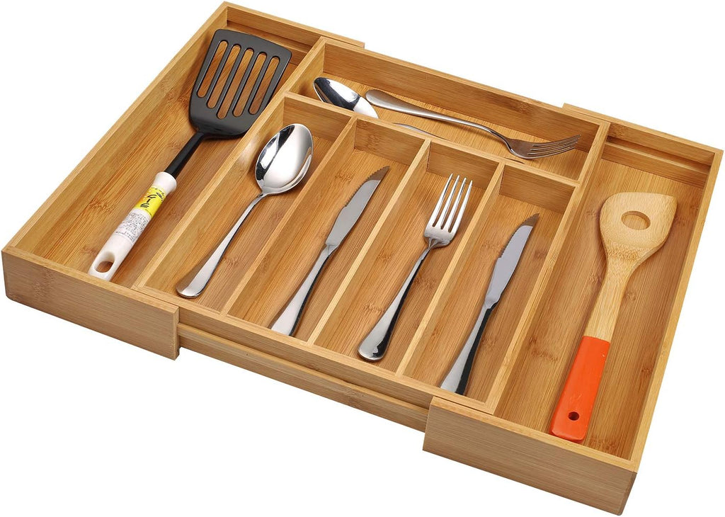 Bamboo Expandable Cutlery Organizer Tray
