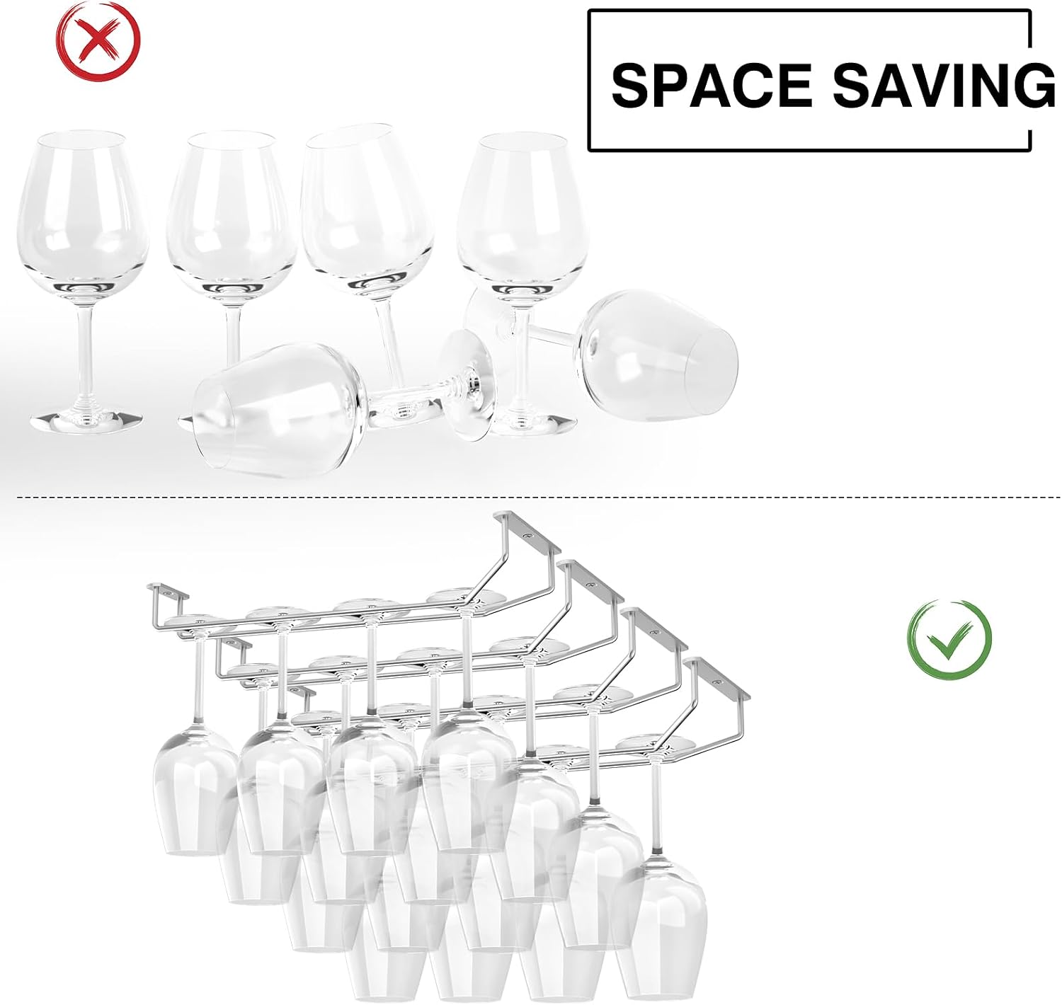 14-Inch Wine Glass Rack Under Cabinet