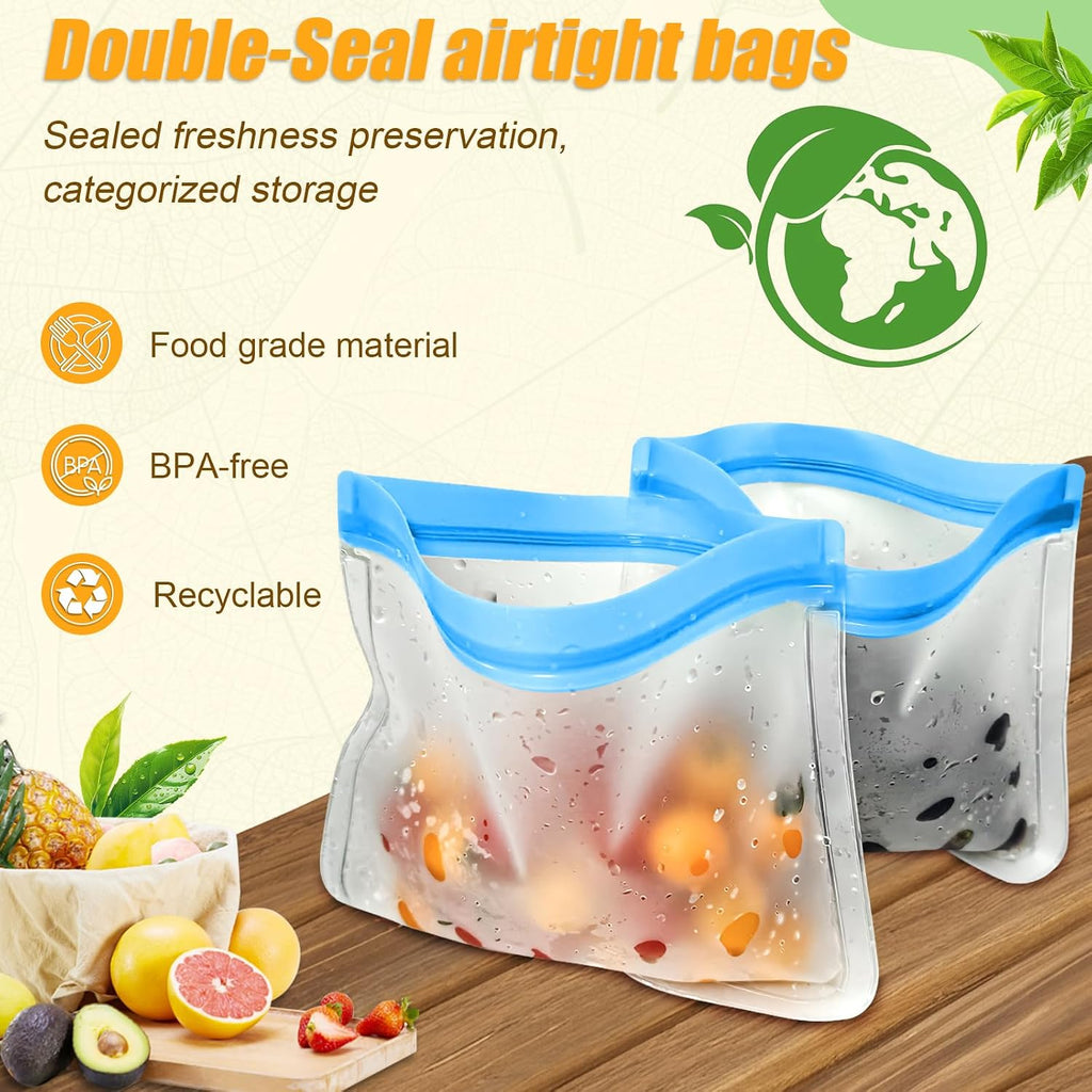 Reusable Silicone Food Storage Bags, 10 Pack 4 Size